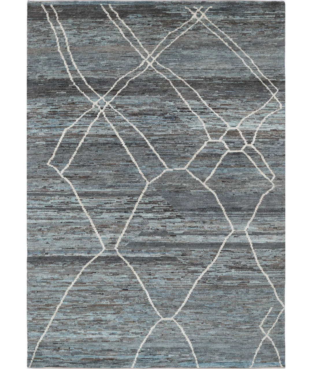 Grey Afghan Oriental Rug 5' 11" x 8' 9" Hand-Knotted | No. AT78576