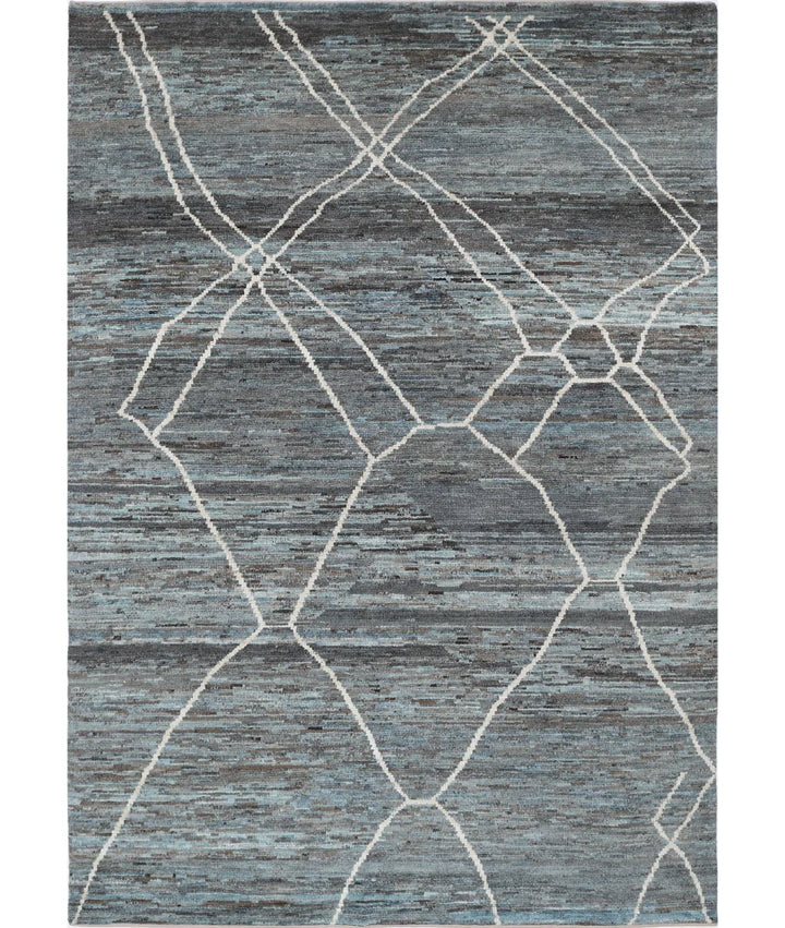 Grey Afghan Oriental Rug 5' 11" x 8' 9" Hand-Knotted | No. AT78576