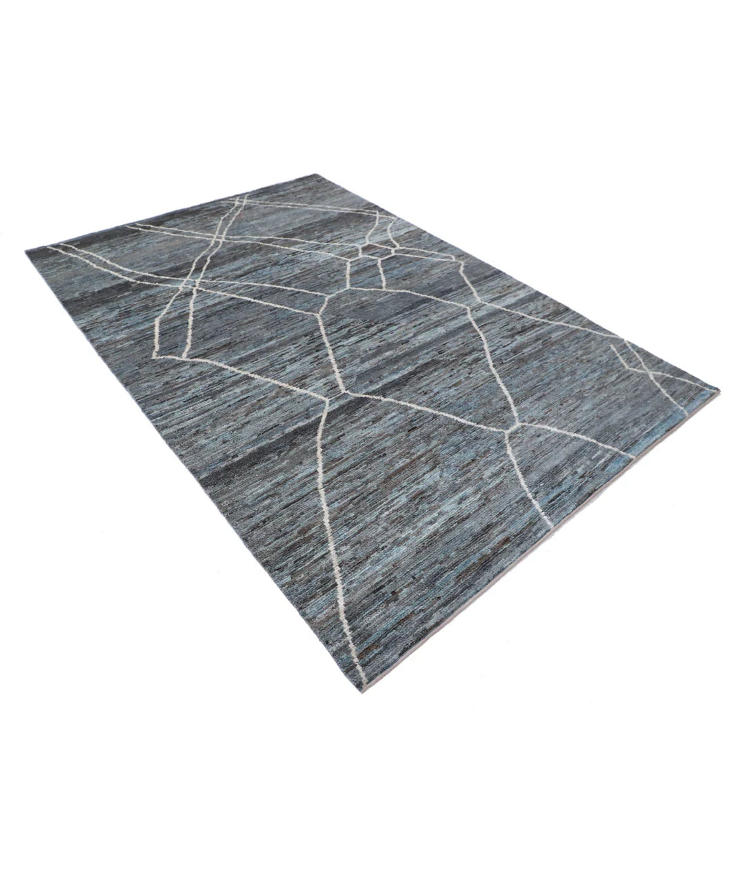 Grey Afghan Oriental Rug 5' 11" x 8' 9" Hand-Knotted | No. AT78576