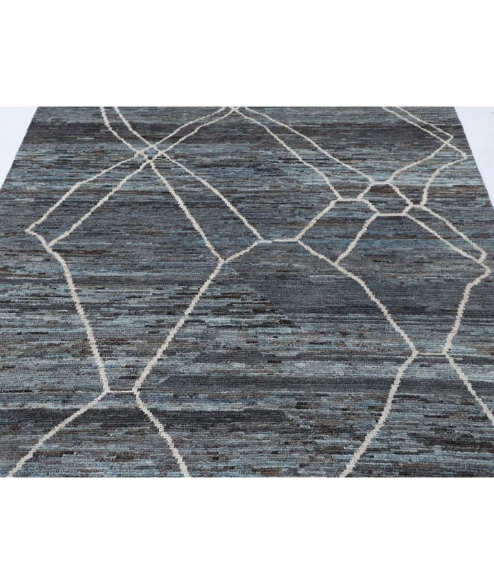 Grey Afghan Oriental Rug 5' 11" x 8' 9" Hand-Knotted | No. AT78576