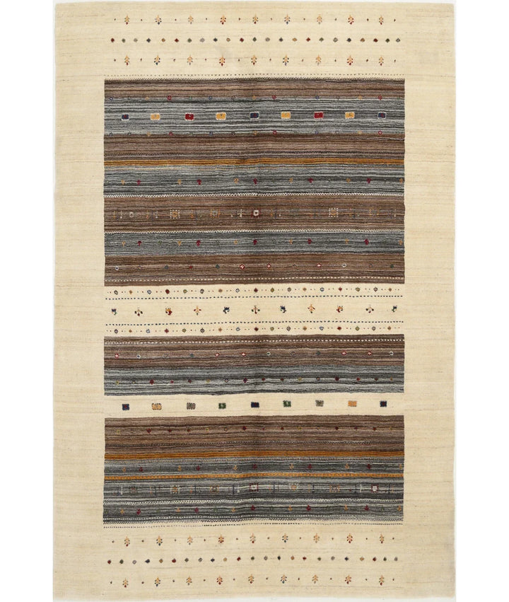 Ivory Indian Lori Rug 6' 7" x 9' 10" Hand-Knotted | No. AT78598