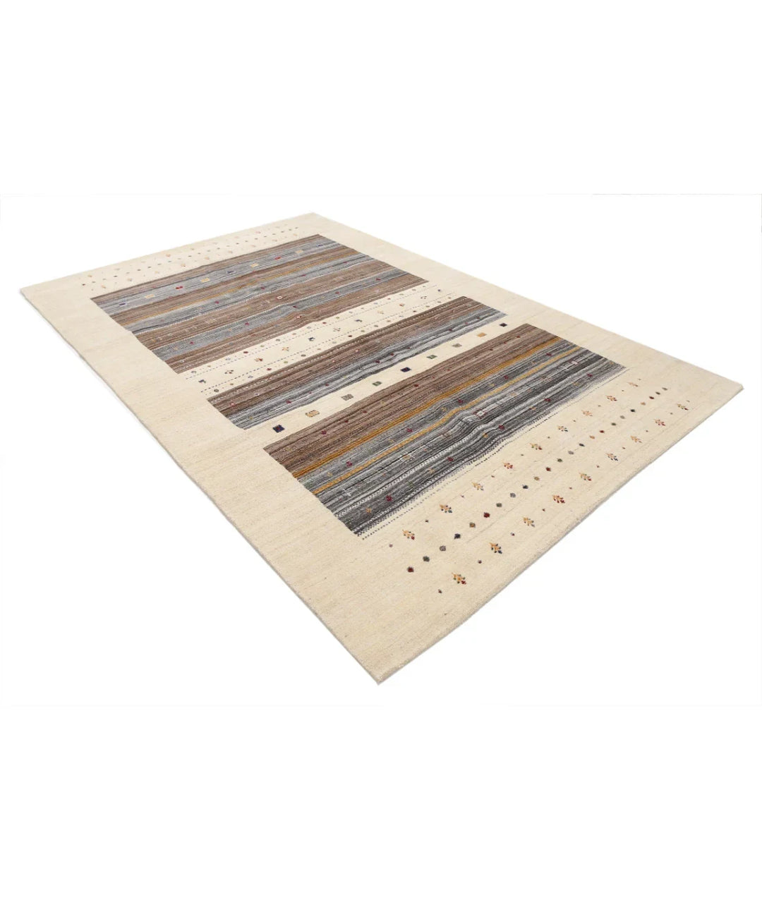 Ivory Indian Lori Rug 6' 7" x 9' 10" Hand-Knotted | No. AT78598