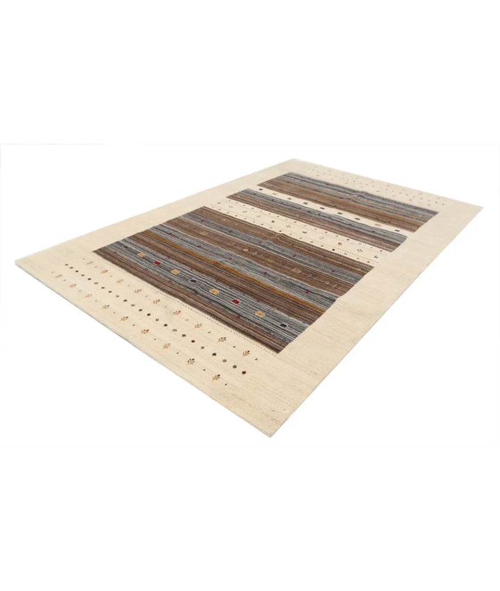 Ivory Indian Lori Rug 6' 7" x 9' 10" Hand-Knotted | No. AT78598