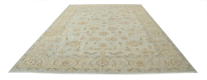 Blue Ivory Indian Ziegler Rug 8' 8" x 11' 9" Hand-Knotted | No. AT78834