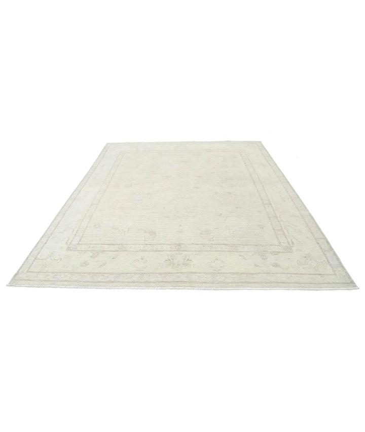 Ivory Afghan Oushak Rug 7'11" x 9'3" Hand-Knotted | No. AT78909