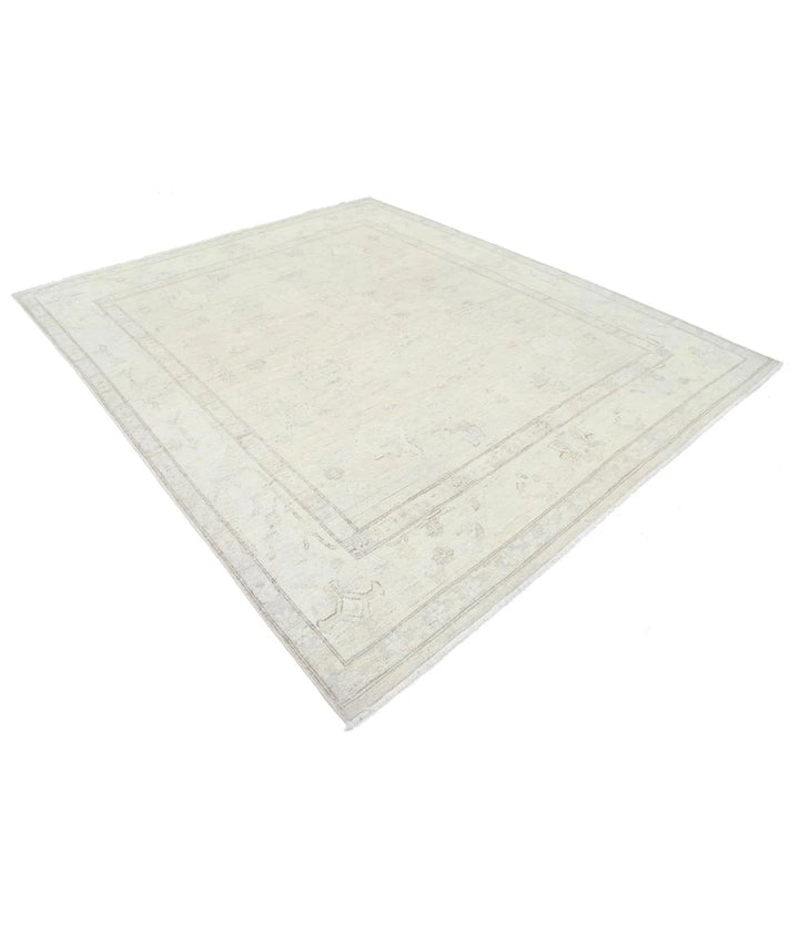 Ivory Afghan Oushak Rug 7'11" x 9'3" Hand-Knotted | No. AT78909
