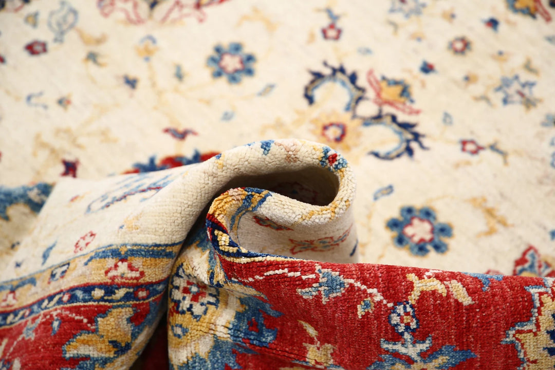 Ivory Afghan Ziegler Rug 5' 8" x 8' 0" Hand-Knotted | No. AT78971