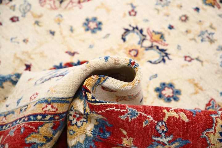 Ivory Afghan Ziegler Rug 5' 8" x 8' 0" Hand-Knotted | No. AT78971