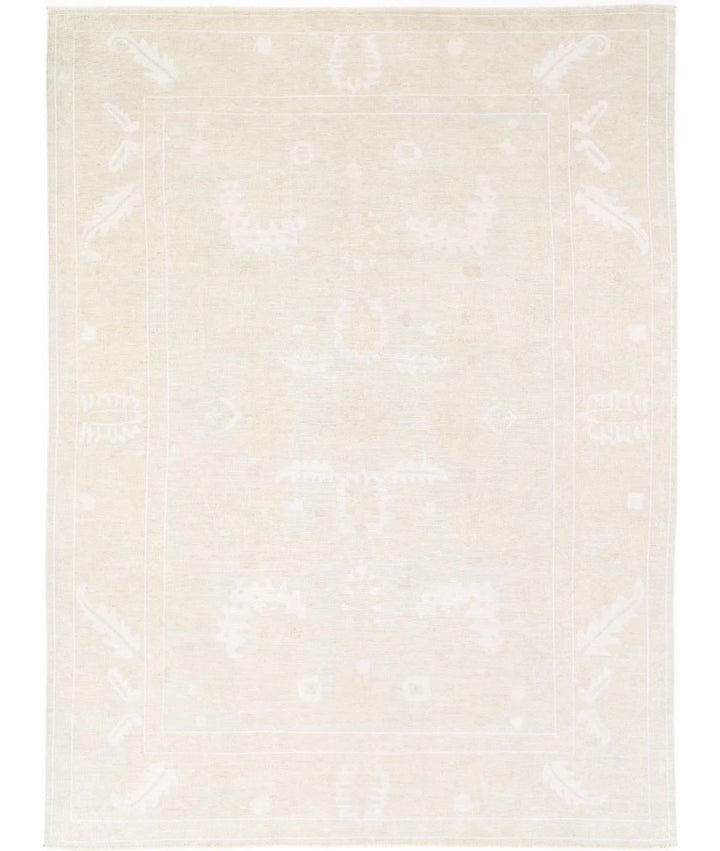 Ivory Afghan Oushak Rug 10' 2" x 13' 8" Hand-Knotted | No. AT78972