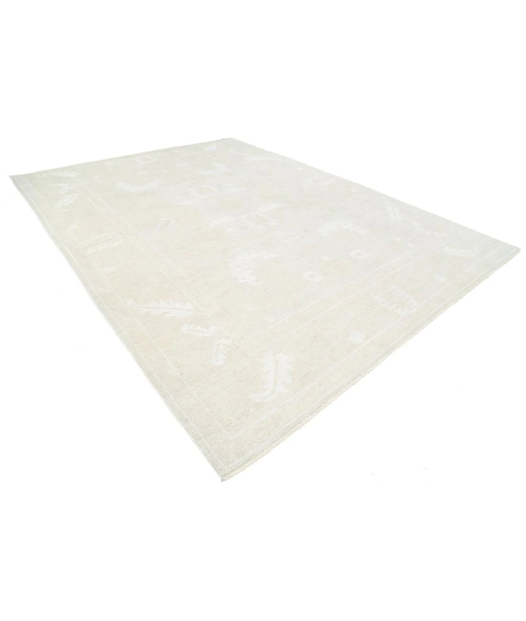 Ivory Afghan Oushak Rug 10' 2" x 13' 8" Hand-Knotted | No. AT78972