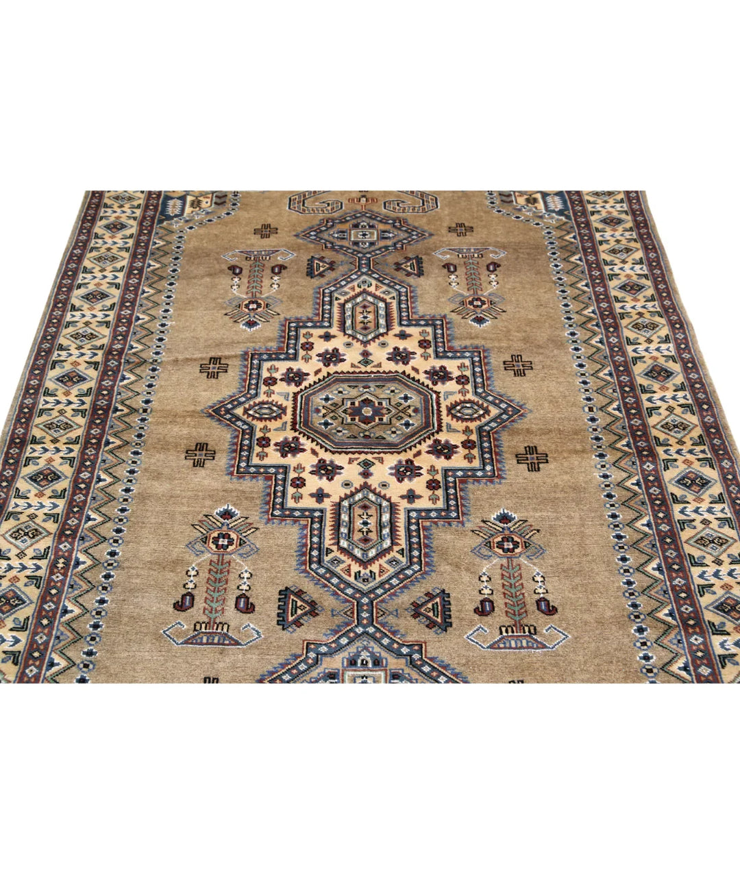 Pakistani Bokhara Rug 4' 6" x 6' 9" Hand-Knotted | No. AT78973