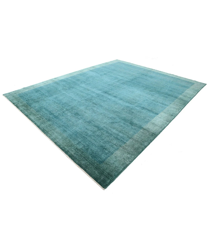 Green Afghan Oriental Rug 9' 1" x 11' 6" Hand-Knotted | No. AT79002