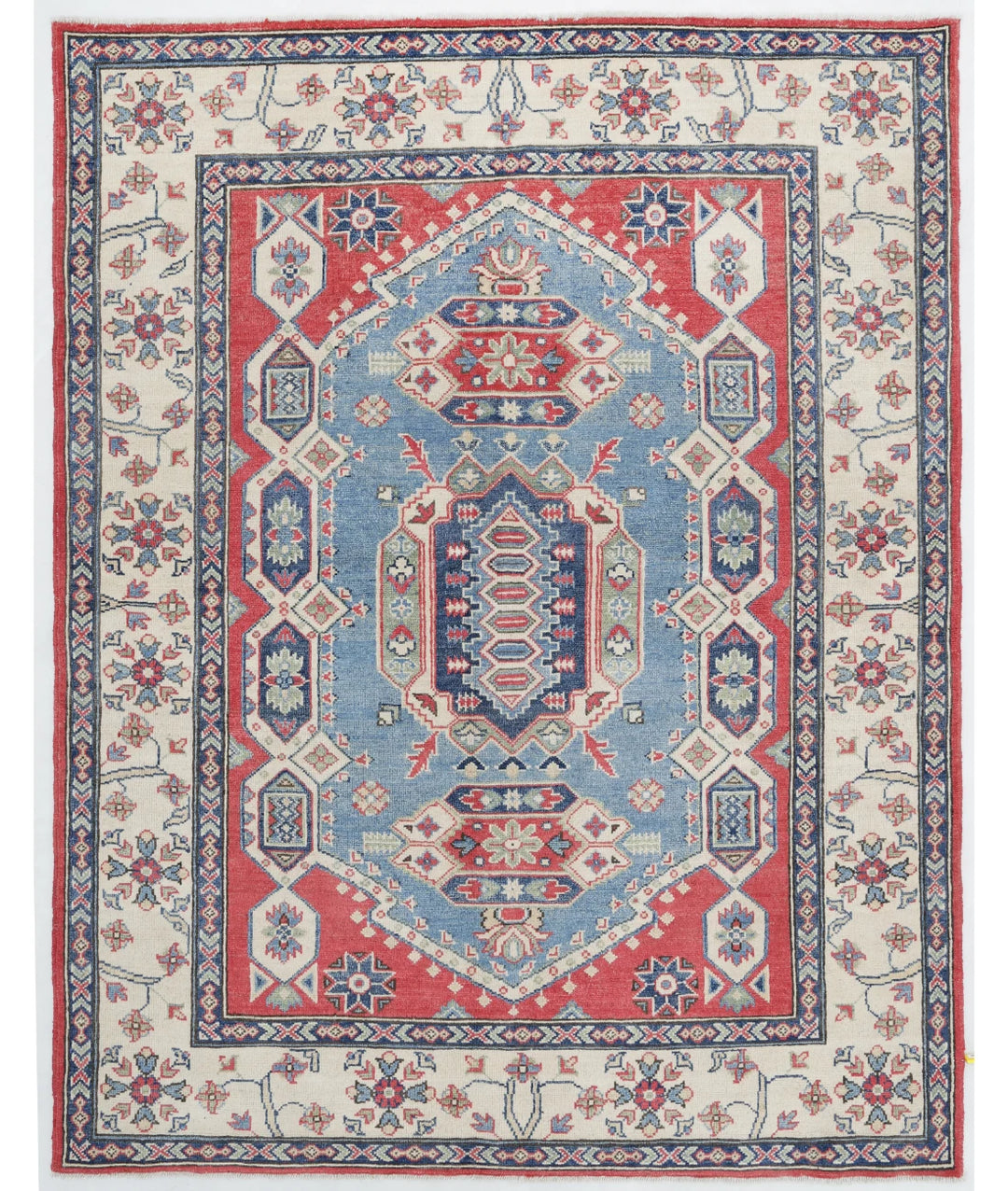 Afghan Kazak Rug 4' 11" x 6' 4" Hand-Knotted | No. AT79147
