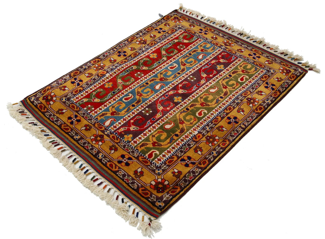 Afghan Shaal Rug 3' 2" x 4' 1" Hand-Knotted | No. AT79217