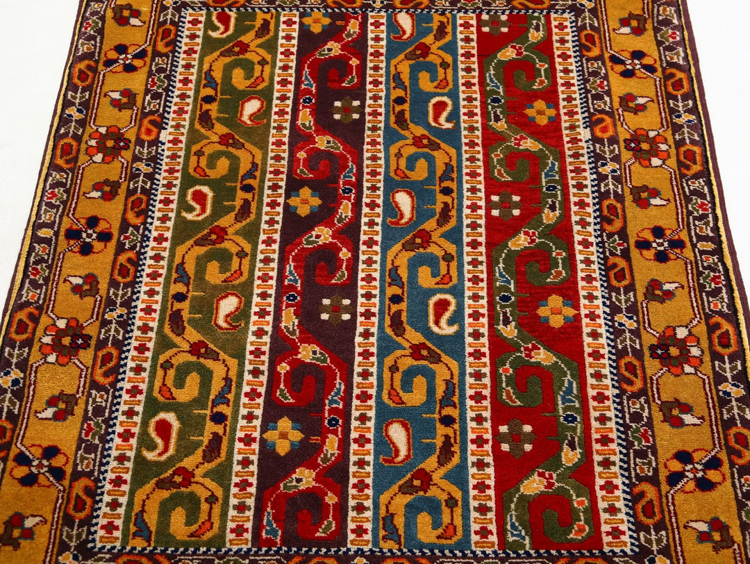 Afghan Shaal Rug 3' 2" x 4' 1" Hand-Knotted | No. AT79217
