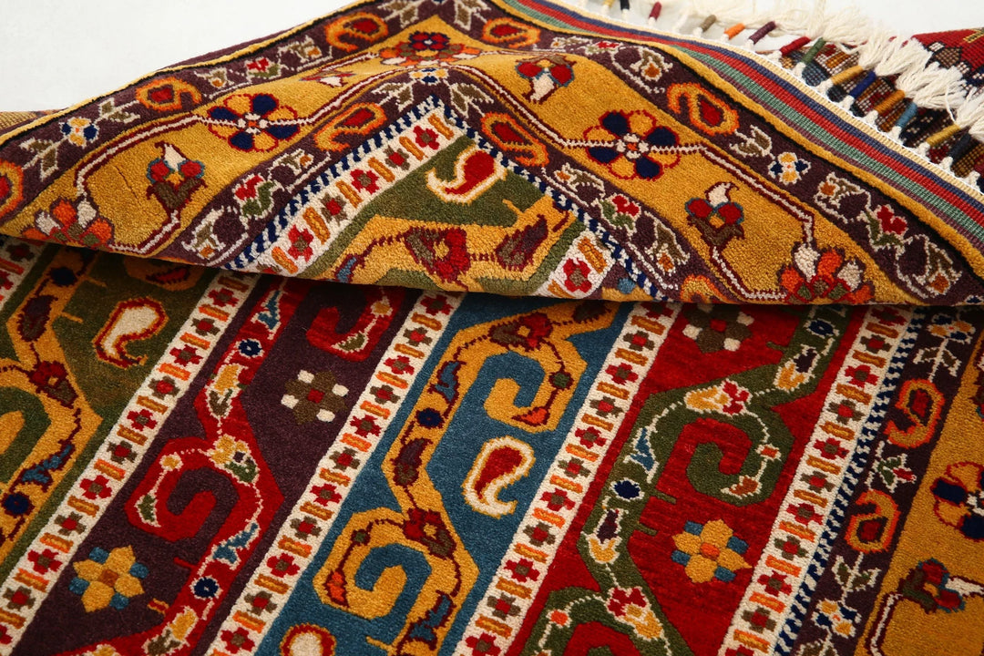 Afghan Shaal Rug 3' 2" x 4' 1" Hand-Knotted | No. AT79217