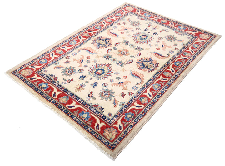 Ivory Afghan Oriental Rug 4'9" x 5'9" Hand-Knotted | No. AT79230