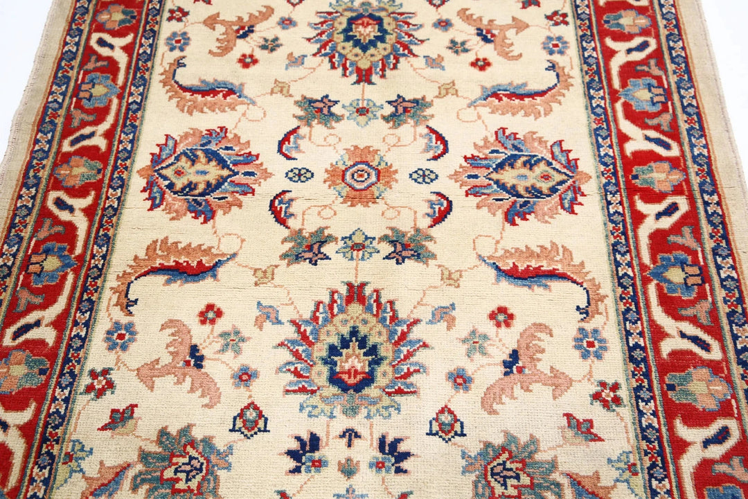 Ivory Afghan Oriental Rug 4'9" x 5'9" Hand-Knotted | No. AT79230