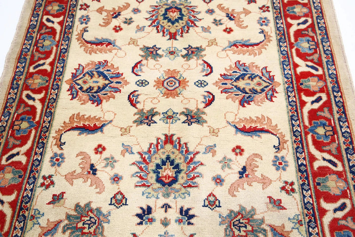 Ivory Afghan Oriental Rug 4'9" x 5'9" Hand-Knotted | No. AT79230