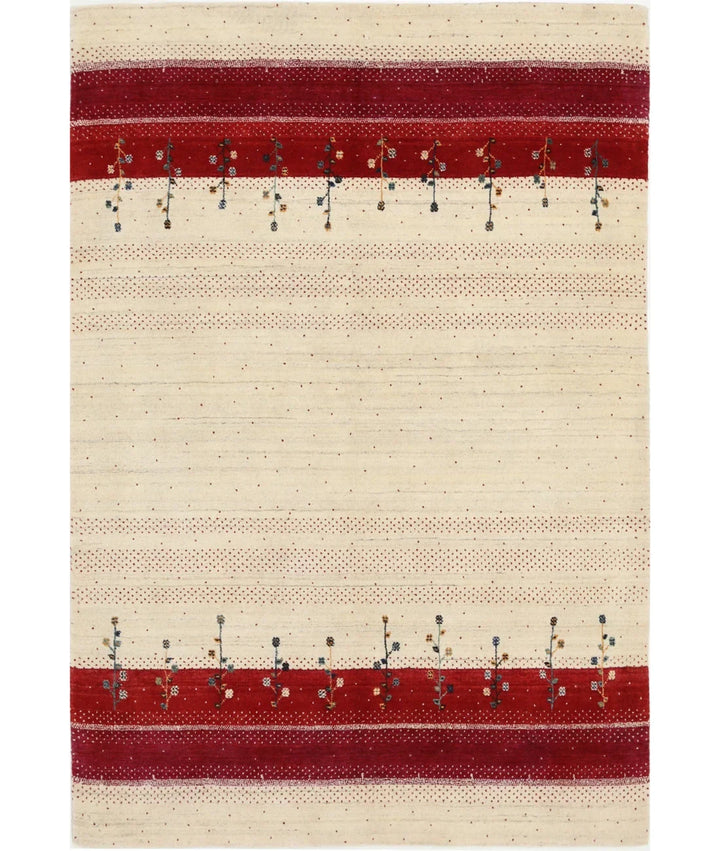 Ivory Indian Lori Rug 5' 2" x 7' 6" Hand-Knotted | No. AT79355