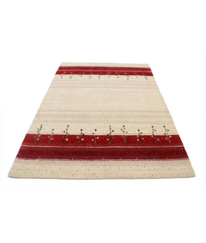 Ivory Indian Lori Rug 5' 2" x 7' 6" Hand-Knotted | No. AT79355