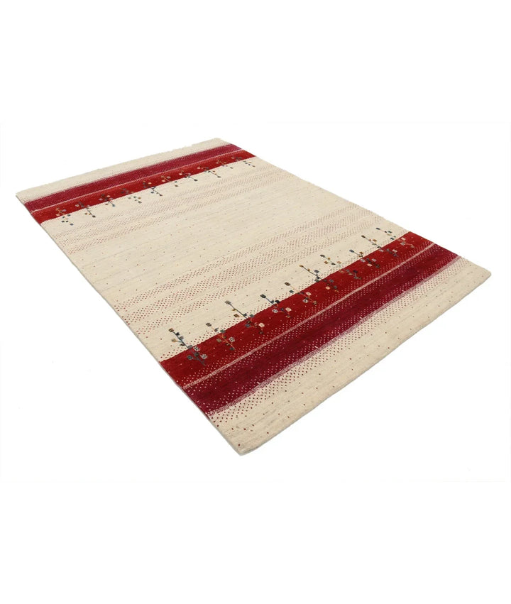 Ivory Indian Lori Rug 5' 2" x 7' 6" Hand-Knotted | No. AT79355