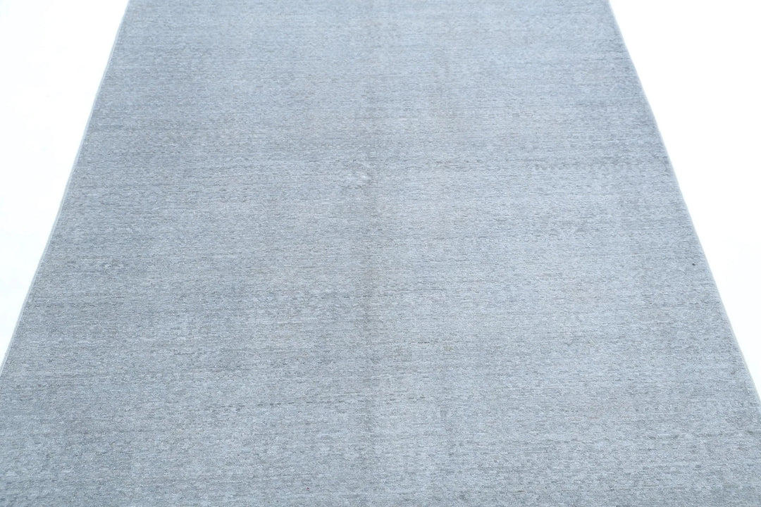 Grey Afghan Overdye Rug 4' 8" x 6' 4" Hand-Knotted | No. AT79455
