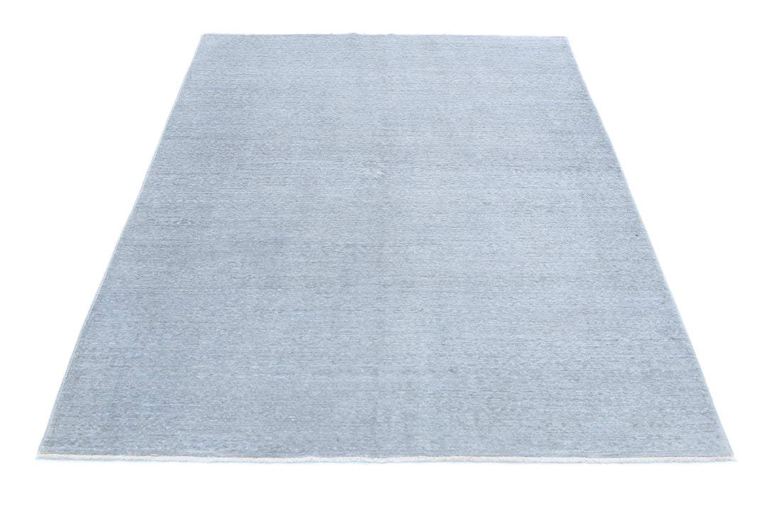 Grey Afghan Overdye Rug 4' 8" x 6' 4" Hand-Knotted | No. AT79455