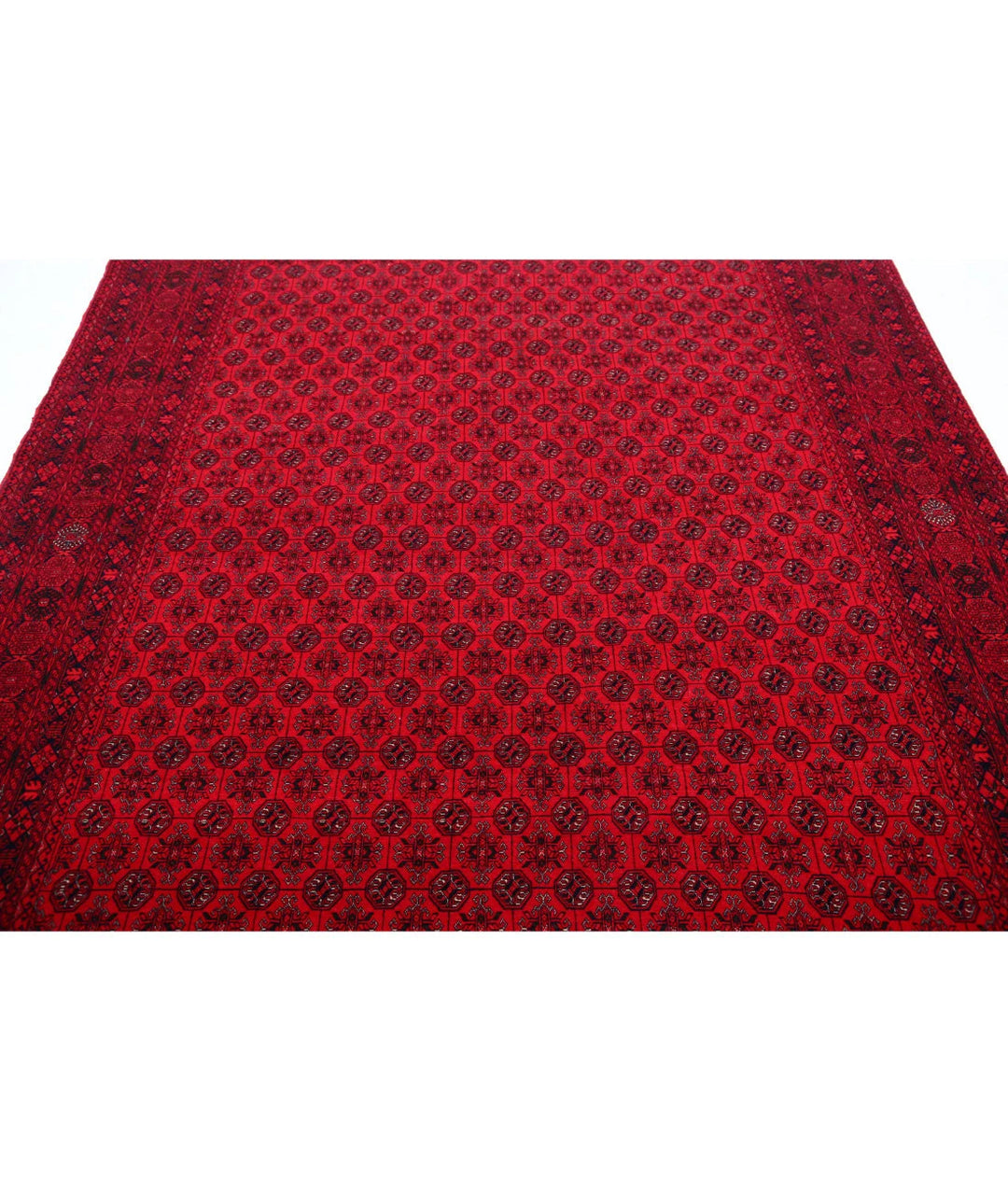 Red Afghan Beljik Rug 6' 6" x 9' 6" Hand-Knotted | No. AT79464