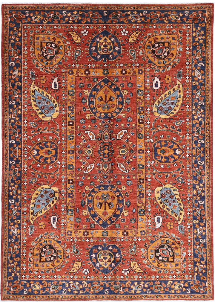 Afghan Suzani Rug 5' 6" x 7' 10" Hand-Knotted | No. AT79476