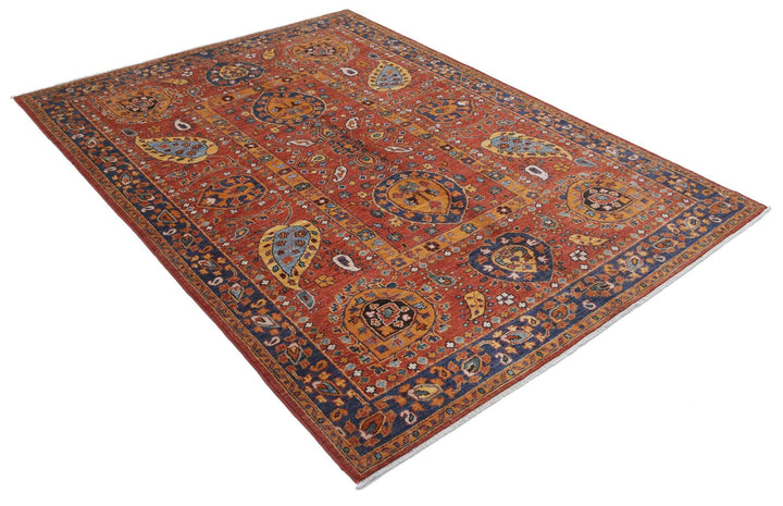 Afghan Suzani Rug 5' 6" x 7' 10" Hand-Knotted | No. AT79476