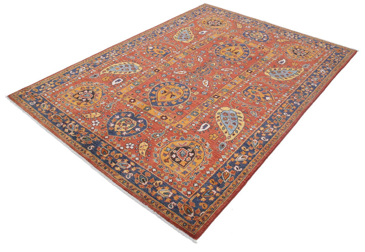 Afghan Suzani Rug 5' 6" x 7' 10" Hand-Knotted | No. AT79476