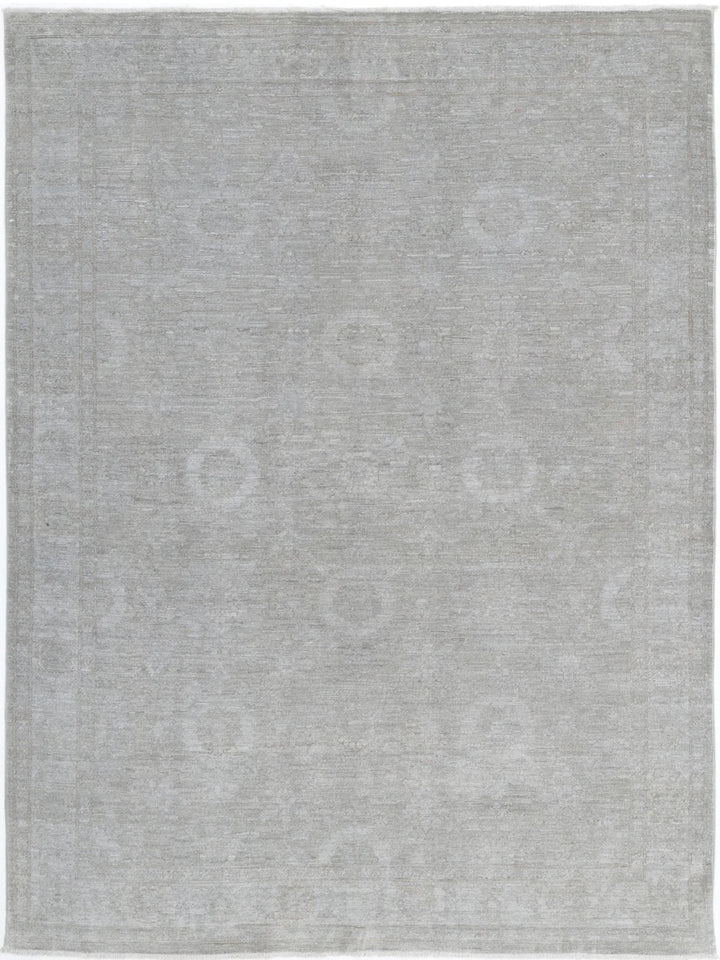 Grey Afghan Overdye Rug 4' 9" x 6' 5" Hand-Knotted | No. AT79487