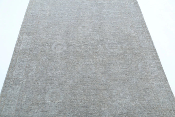 Grey Afghan Overdye Rug 4' 9" x 6' 5" Hand-Knotted | No. AT79487