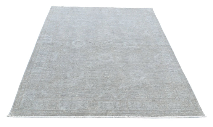 Grey Afghan Overdye Rug 4' 9" x 6' 5" Hand-Knotted | No. AT79487