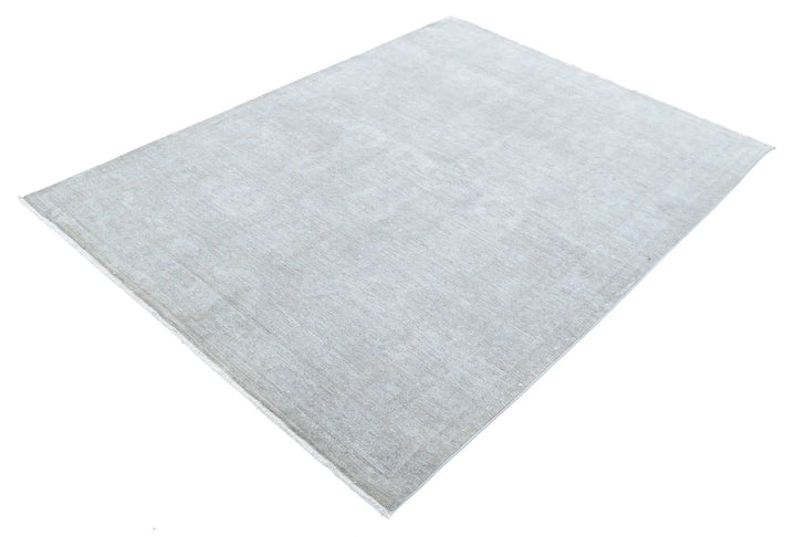 Grey Afghan Overdye Rug 4' 9" x 6' 5" Hand-Knotted | No. AT79487