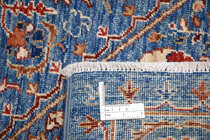 Blue Afghan Ziegler Rug 5' 8" x 7' 10" Hand-Knotted | No. AT79531