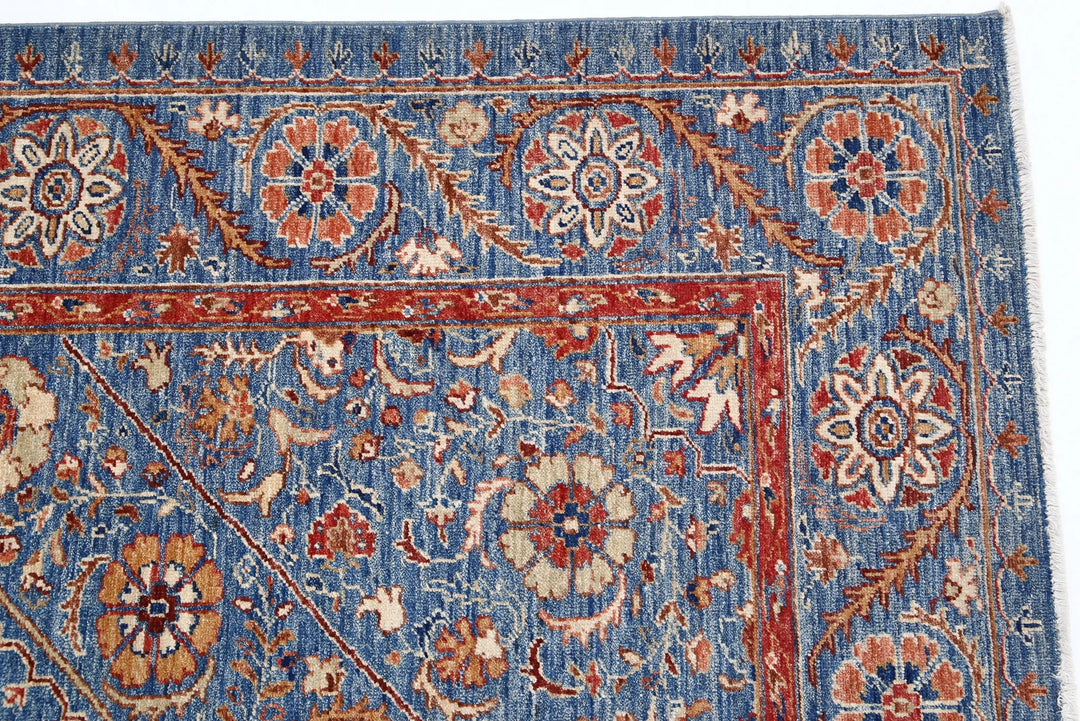 Blue Afghan Ziegler Rug 5' 8" x 7' 10" Hand-Knotted | No. AT79531