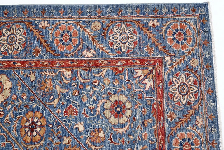 Blue Afghan Ziegler Rug 5' 8" x 7' 10" Hand-Knotted | No. AT79531