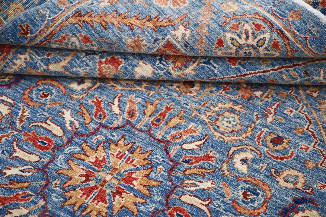 Blue Afghan Ziegler Rug 5' 8" x 7' 10" Hand-Knotted | No. AT79531