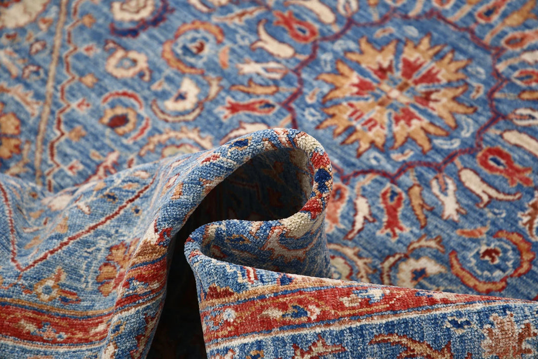 Blue Afghan Ziegler Rug 5' 8" x 7' 10" Hand-Knotted | No. AT79531
