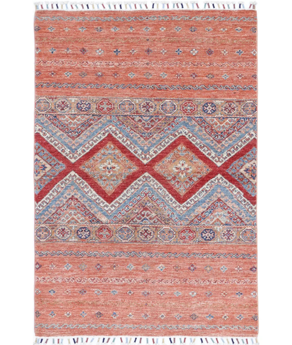 Afghan Khurjeen Rug 3' 3" x 4' 11" Hand-Knotted | No. AT795337