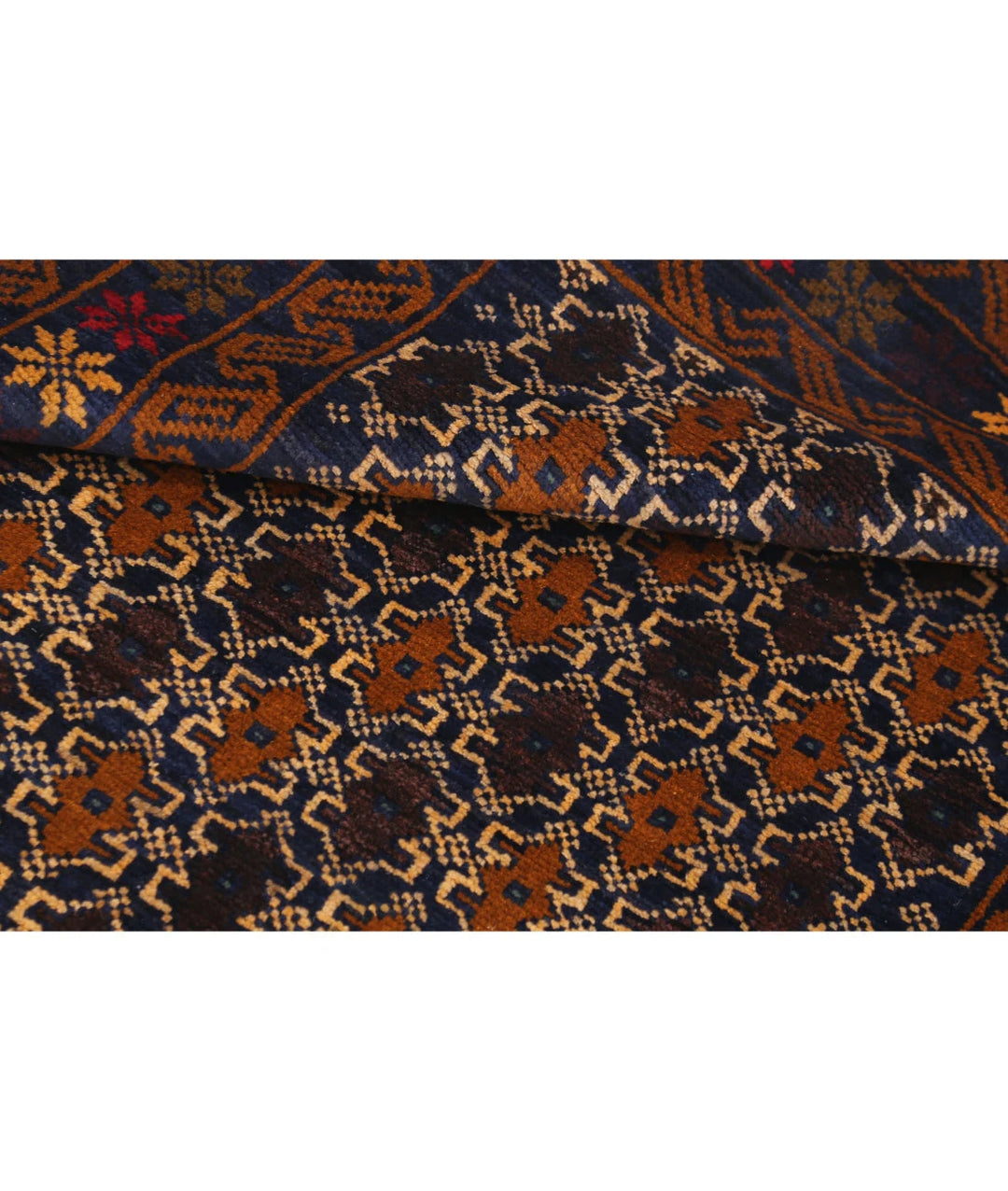 Red Afghan Baluchi Rug 3' 3" x 4' 10" Hand-Knotted | No. AT79620