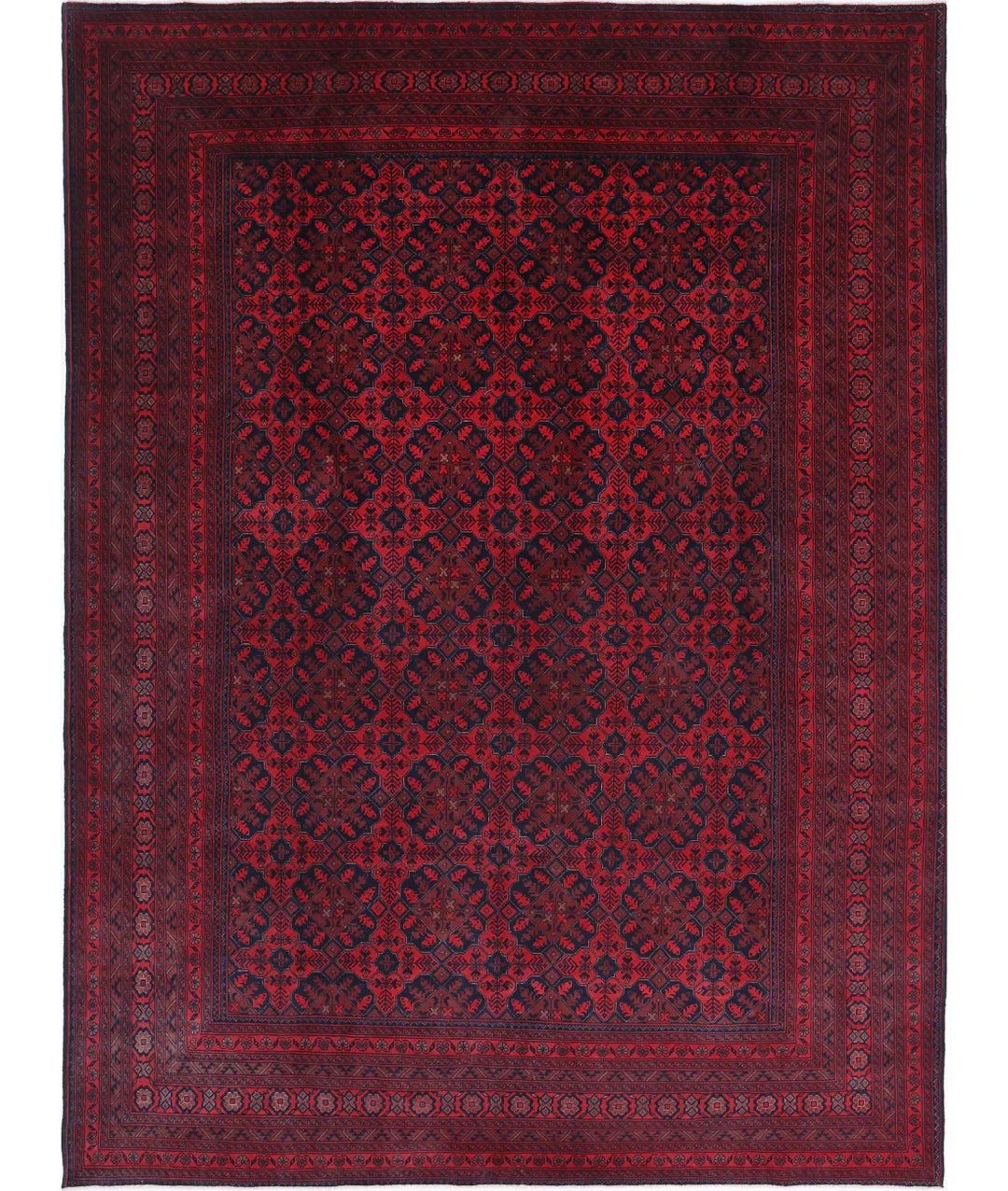 Red Afghan Tribal Rug 8' 3" x 11' 3" Hand-Knotted | No. AT796676