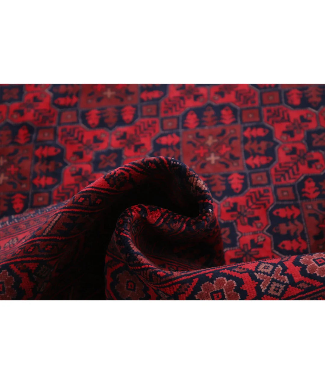 Red Afghan Tribal Rug 8' 3" x 11' 3" Hand-Knotted | No. AT796676