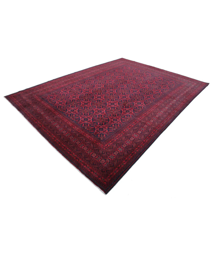 Red Afghan Tribal Rug 8' 3" x 11' 3" Hand-Knotted | No. AT796676