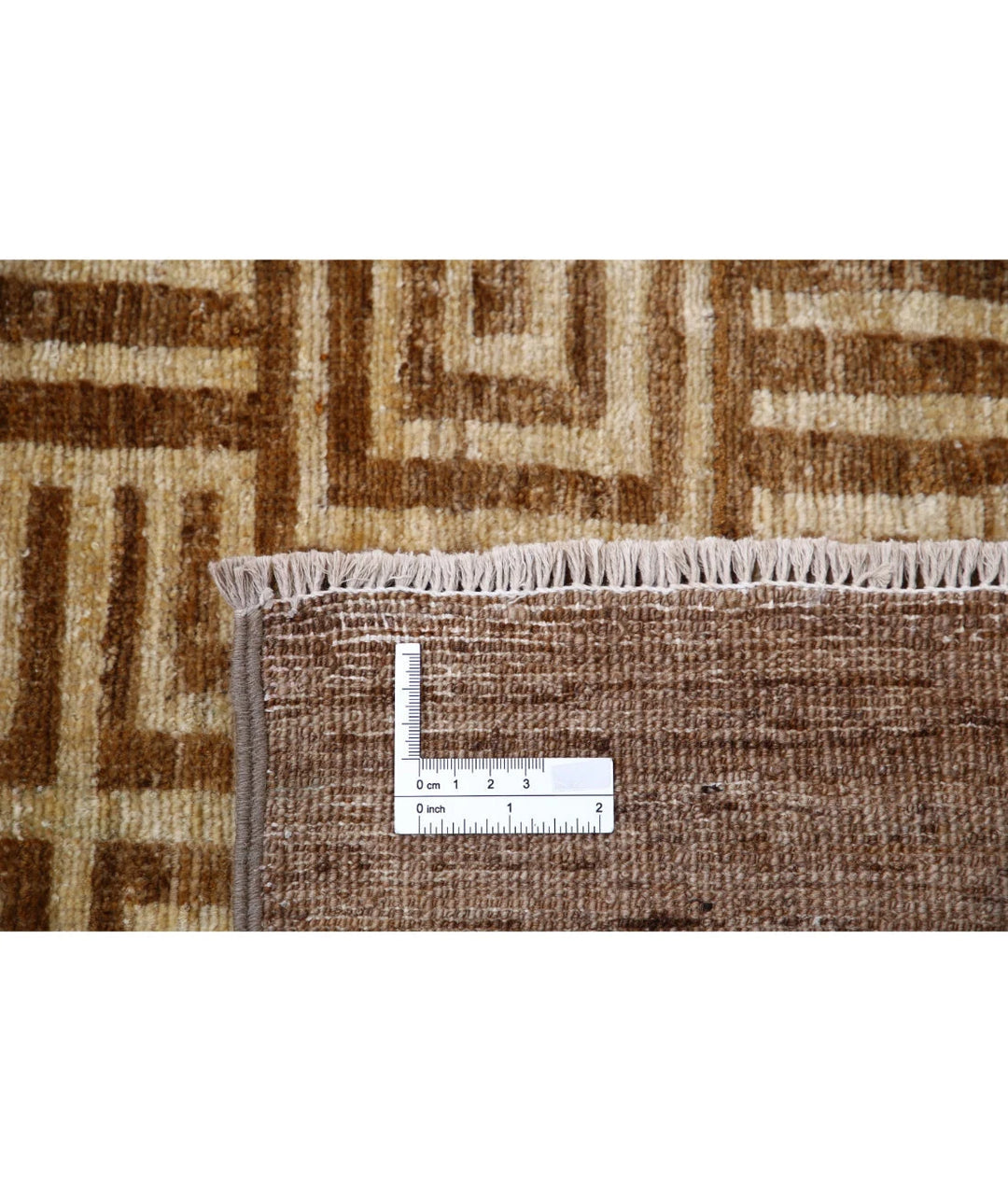 Beige Afghan Modcar Rug 5' 5" x 8' 7" Hand-Knotted | No. AT79750