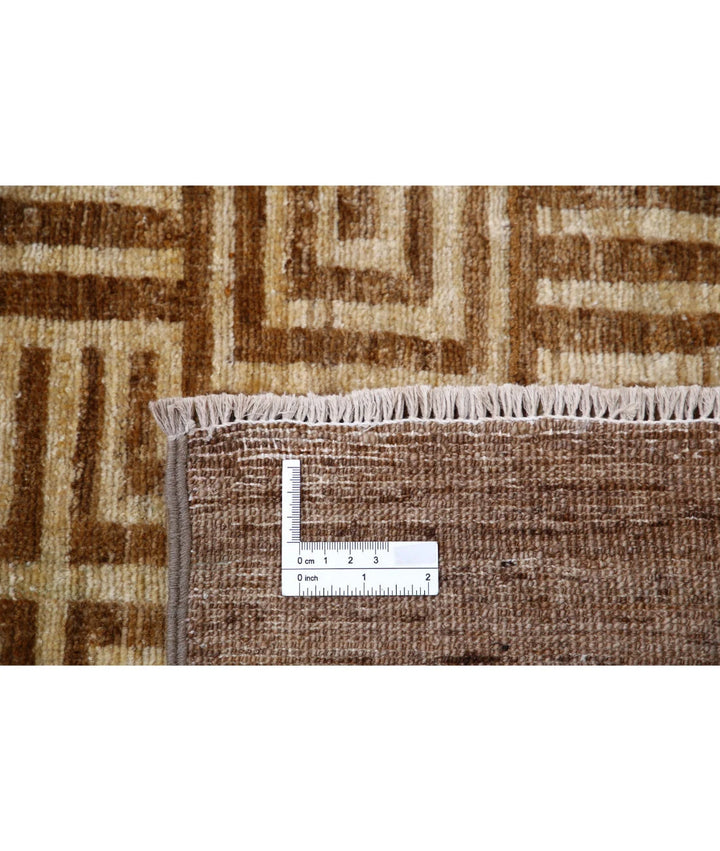 Beige Afghan Modcar Rug 5' 5" x 8' 7" Hand-Knotted | No. AT79750