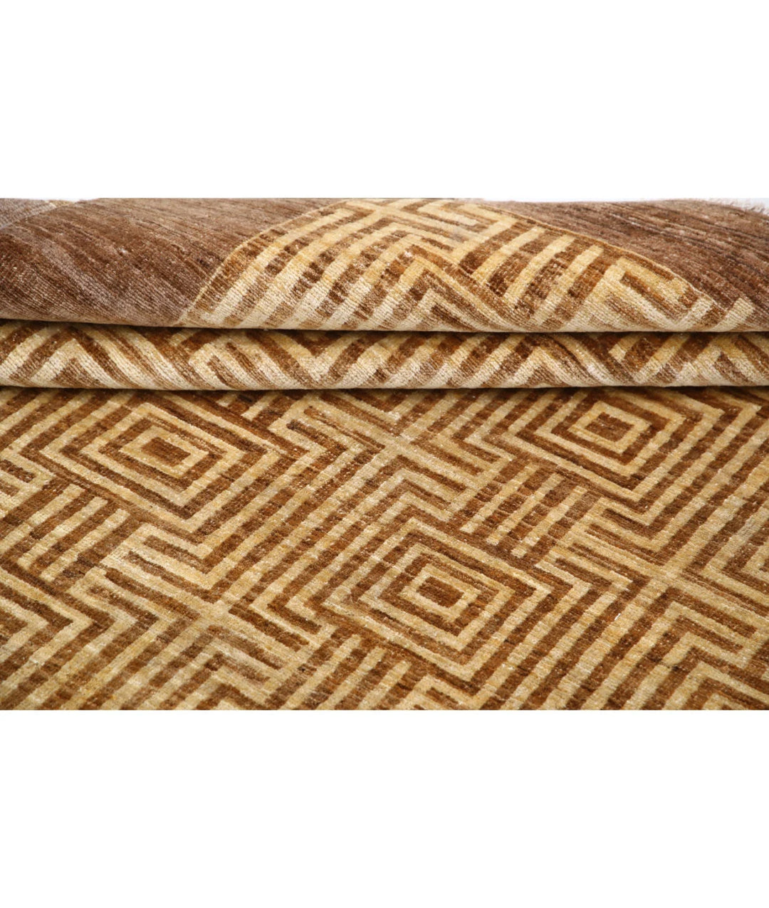 Beige Afghan Modcar Rug 5' 5" x 8' 7" Hand-Knotted | No. AT79750