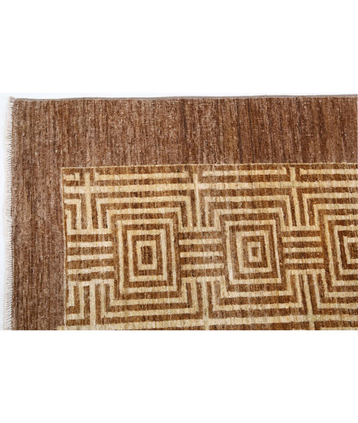 Beige Afghan Modcar Rug 5' 5" x 8' 7" Hand-Knotted | No. AT79750